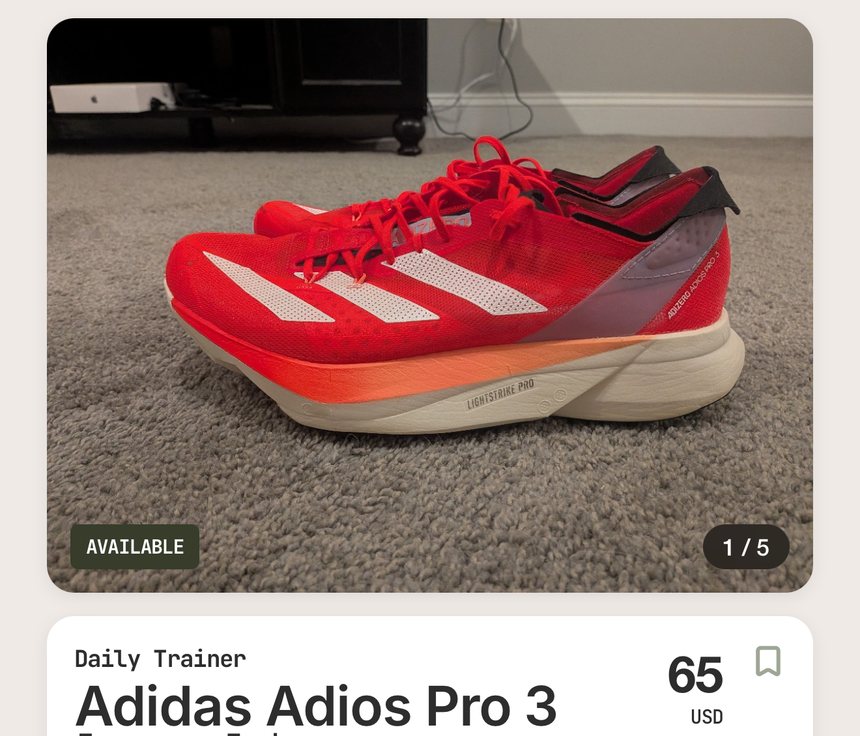 Supwell app marketplace listing: a pair of running shoes for sale